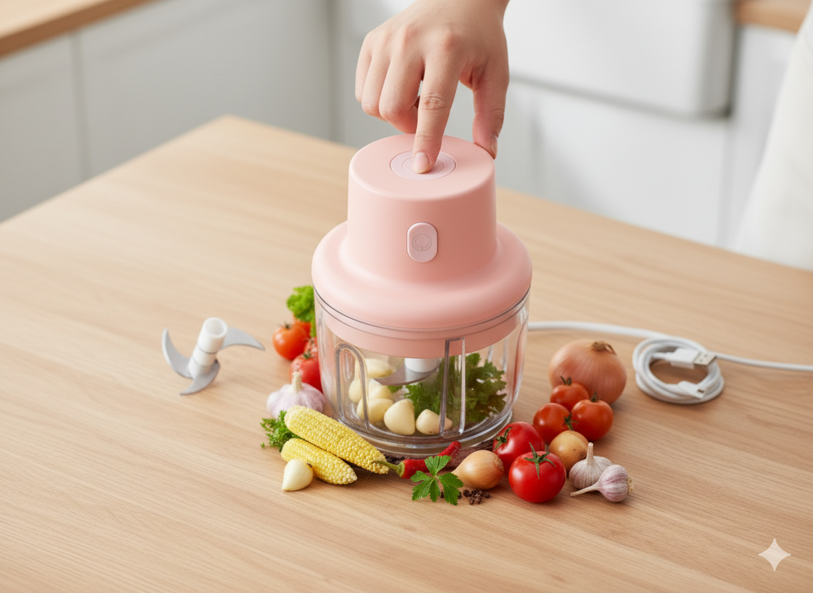 Orivante™ QuickChop Pro – USB Rechargeable Mini Electric Garlic & Vegetable Chopper (250ml)